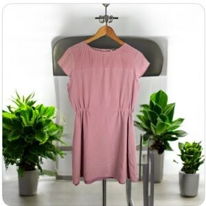 Fossil Fanned Button Lilac Mauve Short Elegant Dress Sz L Women